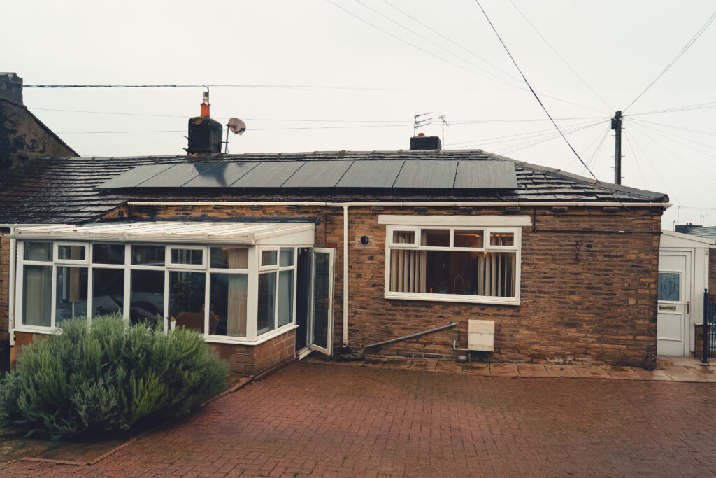 8 solar panels installed on a house in Bradford through a fully funded solar panel grant.